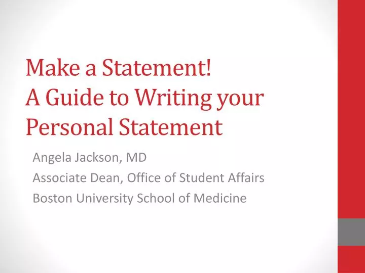 make a statement a guide to writing your personal statement