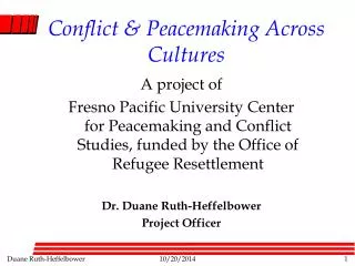 Conflict &amp; Peacemaking Across Cultures