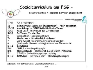 sozialcurriculum am fsg gewaltpr vention soziales lernen engagement