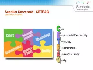 Supplier Scorecard - CETRAQ Supplier Communication