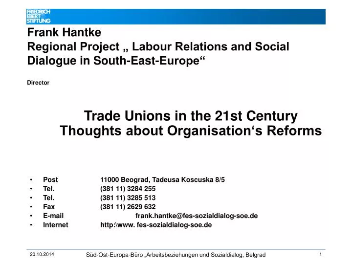 frank hantke regional project labour relations and social dialogue in south east europe director