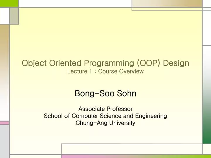 object oriented programming oop design lecture 1 course overview