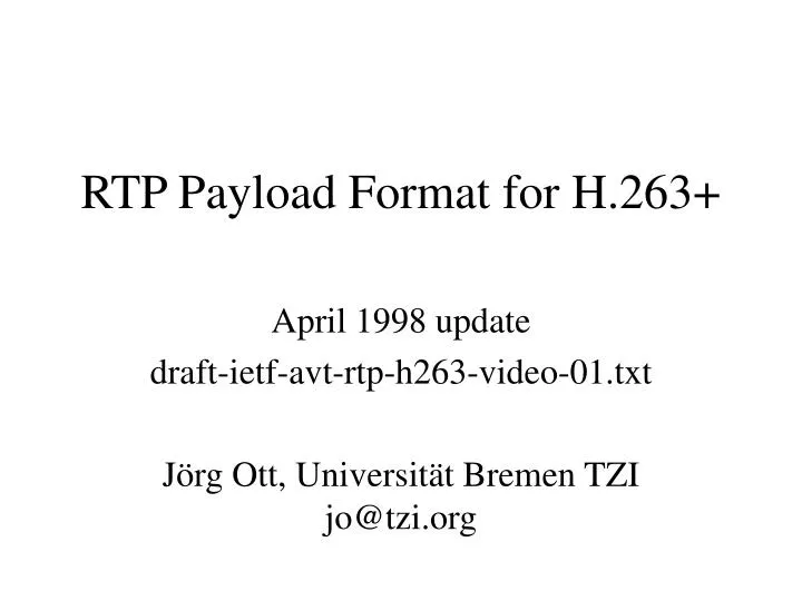 rtp payload format for h 263