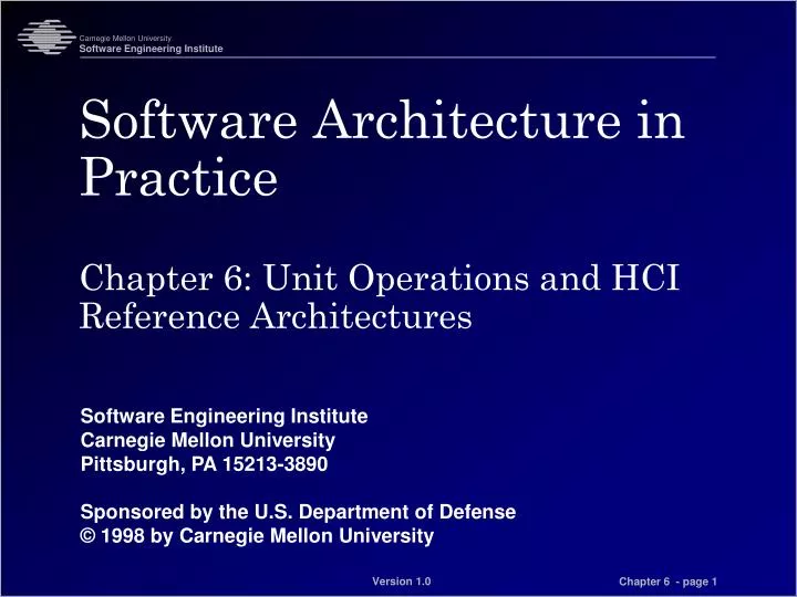 software architecture in practice chapter 6 unit operations and hci reference architectures