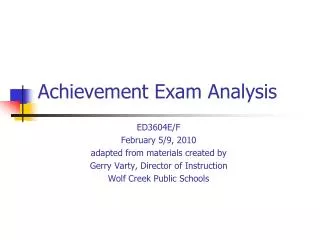 Achievement Exam Analysis