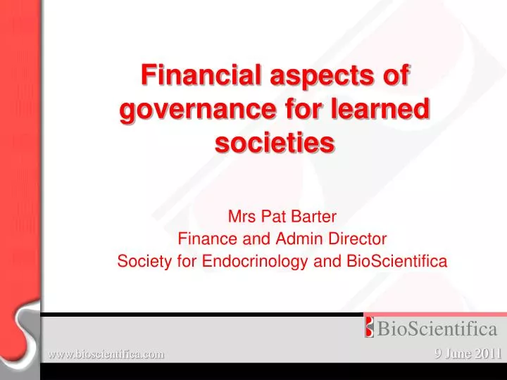 financial aspects of governance for learned societies