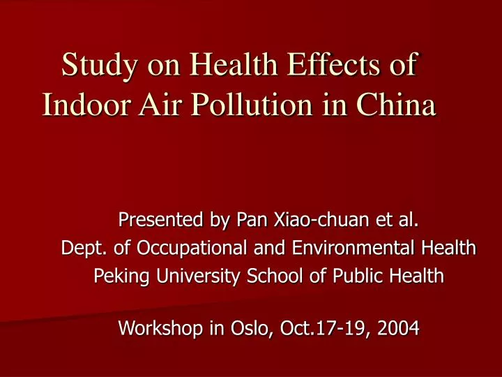 study on health effects of indoor air pollution in china