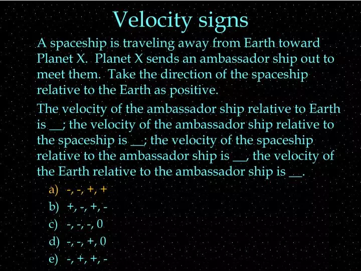 velocity signs