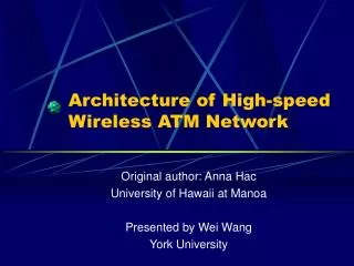 Architecture of High-speed Wireless ATM Network