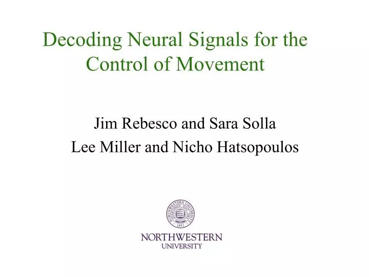 decoding neural signals for the control of movement