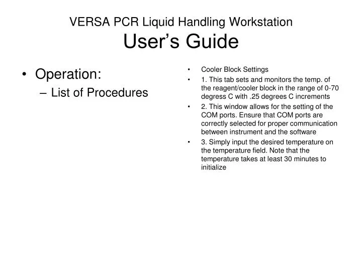 versa pcr liquid handling workstation user s guide