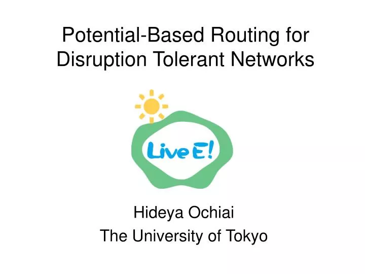 potential based routing for disruption tolerant networks