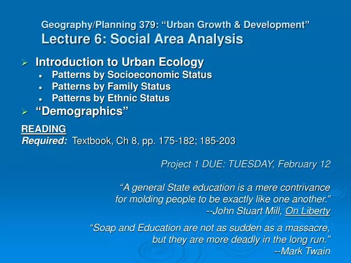 geography planning 379 urban growth development lecture 6 social area analysis