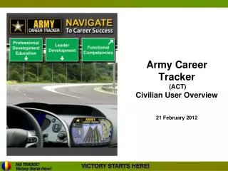 Army Career Tracker (ACT) Civilian User Overview 21 February 2012