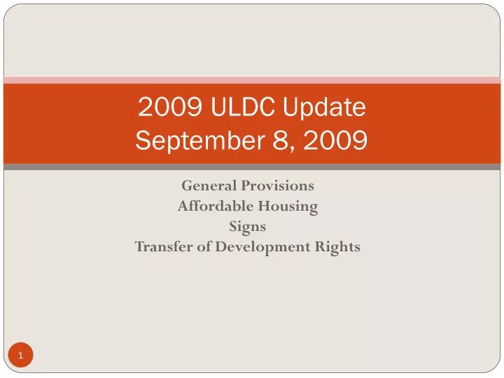 2009 uldc update september 8 2009