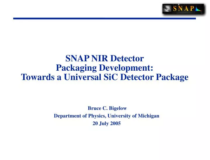 snap nir detector packaging development towards a universal sic detector package
