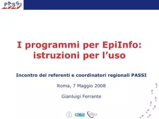 i programmi per epiinfo istruzioni per l uso