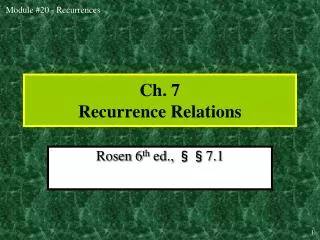 Ch. 7 Recurrence Relations