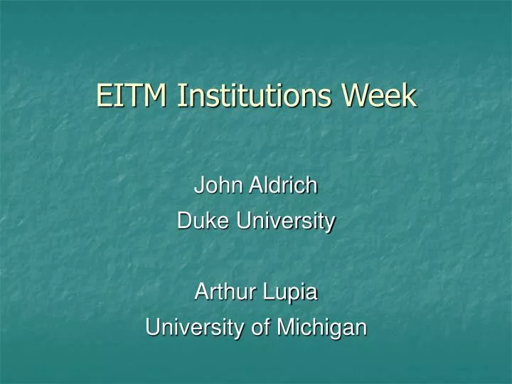 eitm institutions week