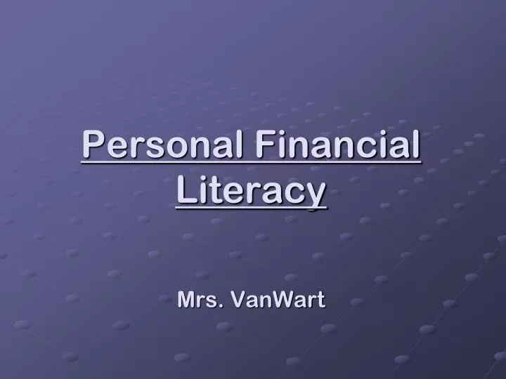 personal financial literacy mrs vanwart