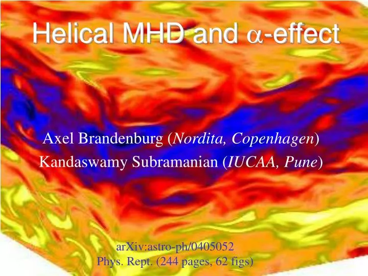 helical mhd and a effect