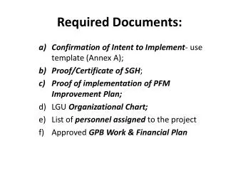 Required Documents: