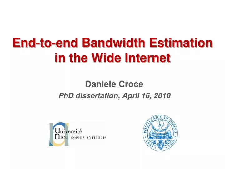 end to end bandwidth estimation in the wide internet