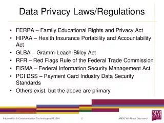 Data Privacy Laws/Regulations