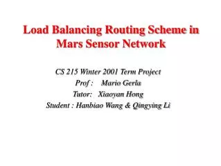 Load Balancing Routing Scheme in Mars Sensor Network