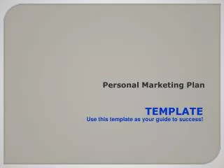 Personal Marketing Plan