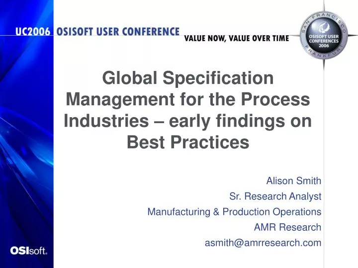 global specification management for the process industries early findings on best practices