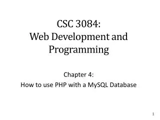 CSC 3084: Web Development and Programming