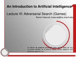 An Introduction to Artificial Intelligence