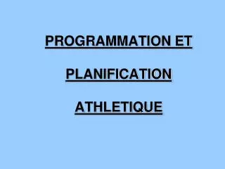 programmation et planification athletique