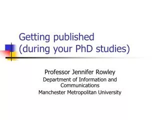 getting published during your phd studies