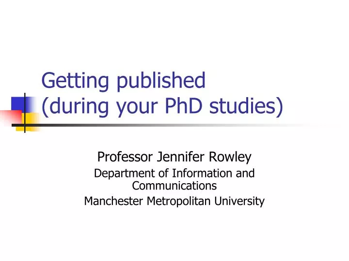 getting published during your phd studies