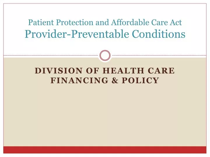patient protection and affordable care act provider preventable conditions