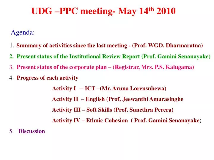 udg ppc meeting may 14 th 2010