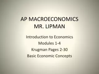 AP MACROECONOMICS MR. LIPMAN