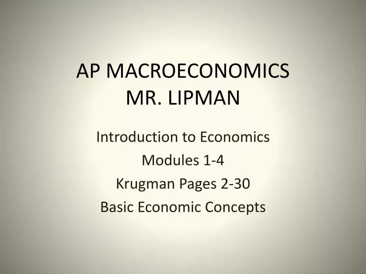 ap macroeconomics mr lipman