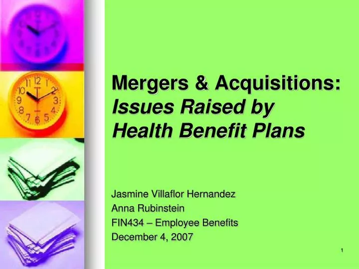 mergers acquisitions issues raised by health benefit plans