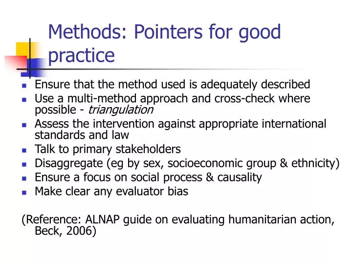 methods pointers for good practice