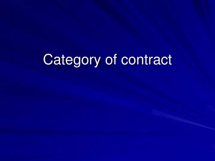 category of contract