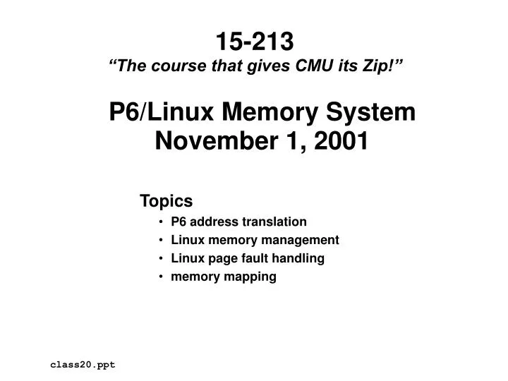 p6 linux memory system november 1 2001