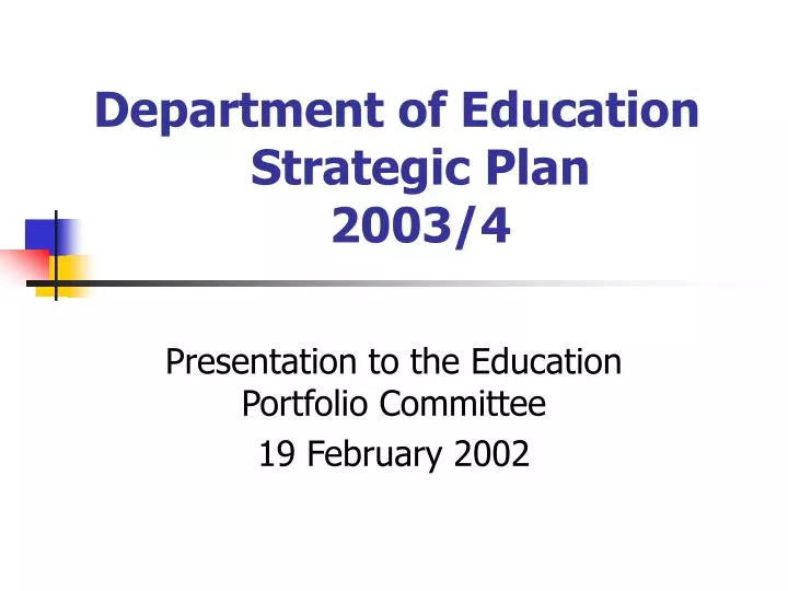department of education strategic plan 2003 4