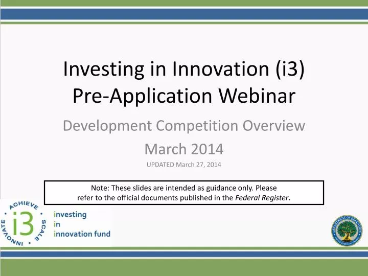 investing in innovation i3 pre application webinar