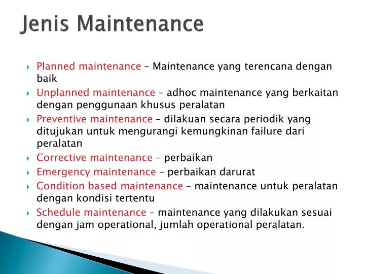 jenis maintenance