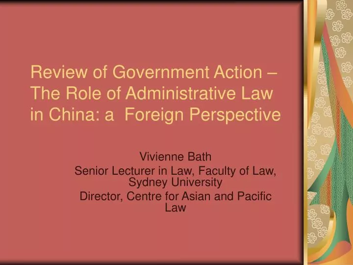 review of government action the role of administrative law in china a foreign perspective