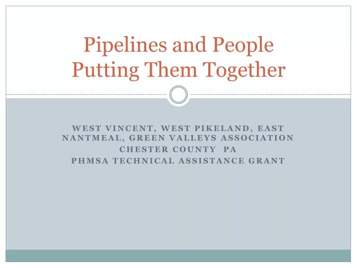 pipelines and people putting them together