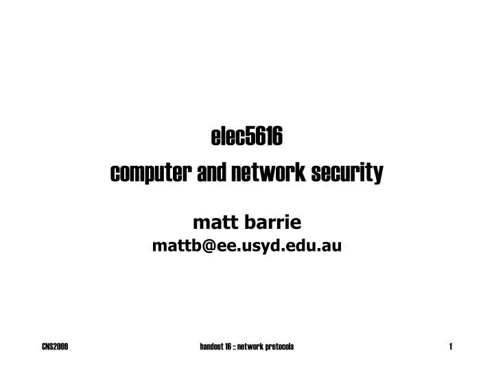 elec5616 computer and network security